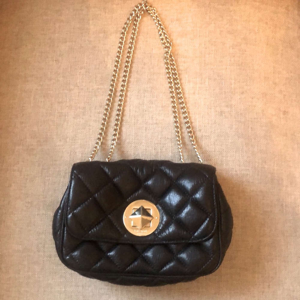 Kate Spade Black Quilted Bag with Gold Chain